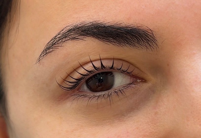 Natural lashes lifted and defined